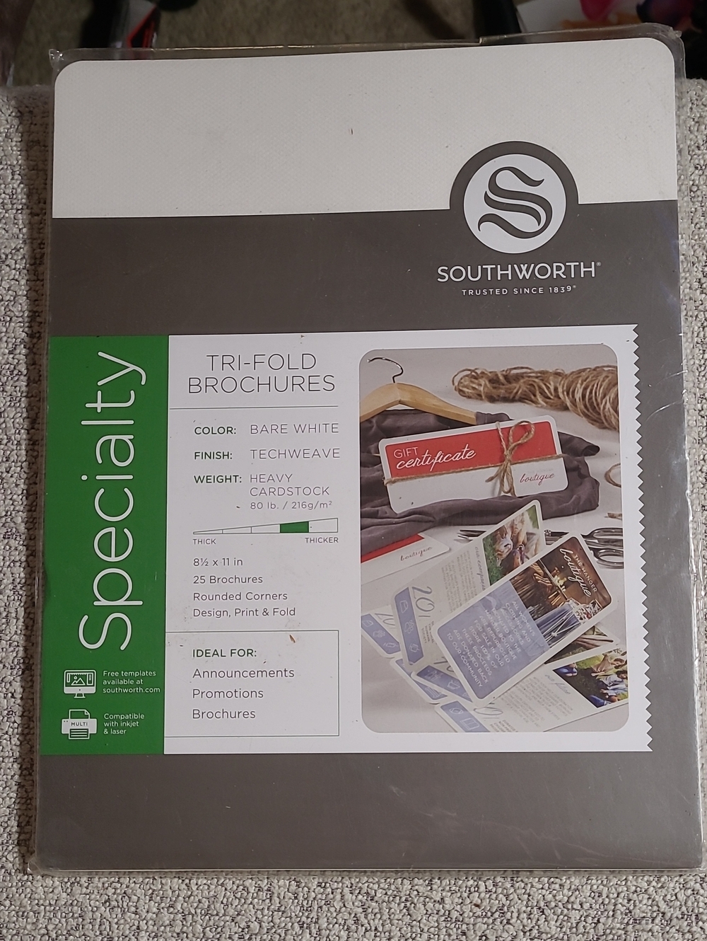 Southworth Specialty Tri-Fold Brochures - Bare White